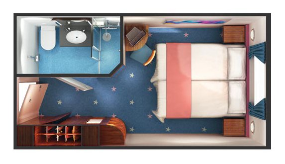 Каюта с окном "Mid-Ship Oceanview Picture Window Stateroom"