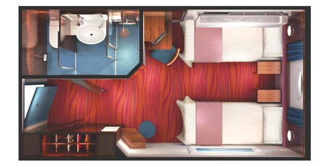 Каюта с окном "Oceanview Porthole Window Stateroom"