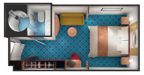 Каюта с окном "Mid-Ship Oceanview Porthole Window Stateroom"