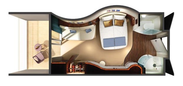 Каюта с балконом "Spa Balcony Stateroom"