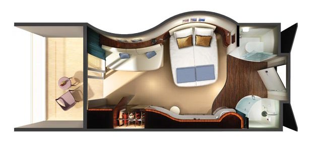 Каюта с балконом "Aft-Facing Balcony Stateroom"