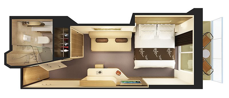 Каюта с балконом "Spa Balcony Stateroom"